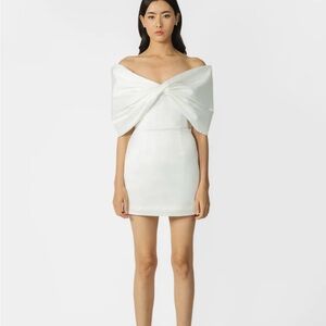 Sau Lee Paola Dress - Off the Shoulder White Mini Dress